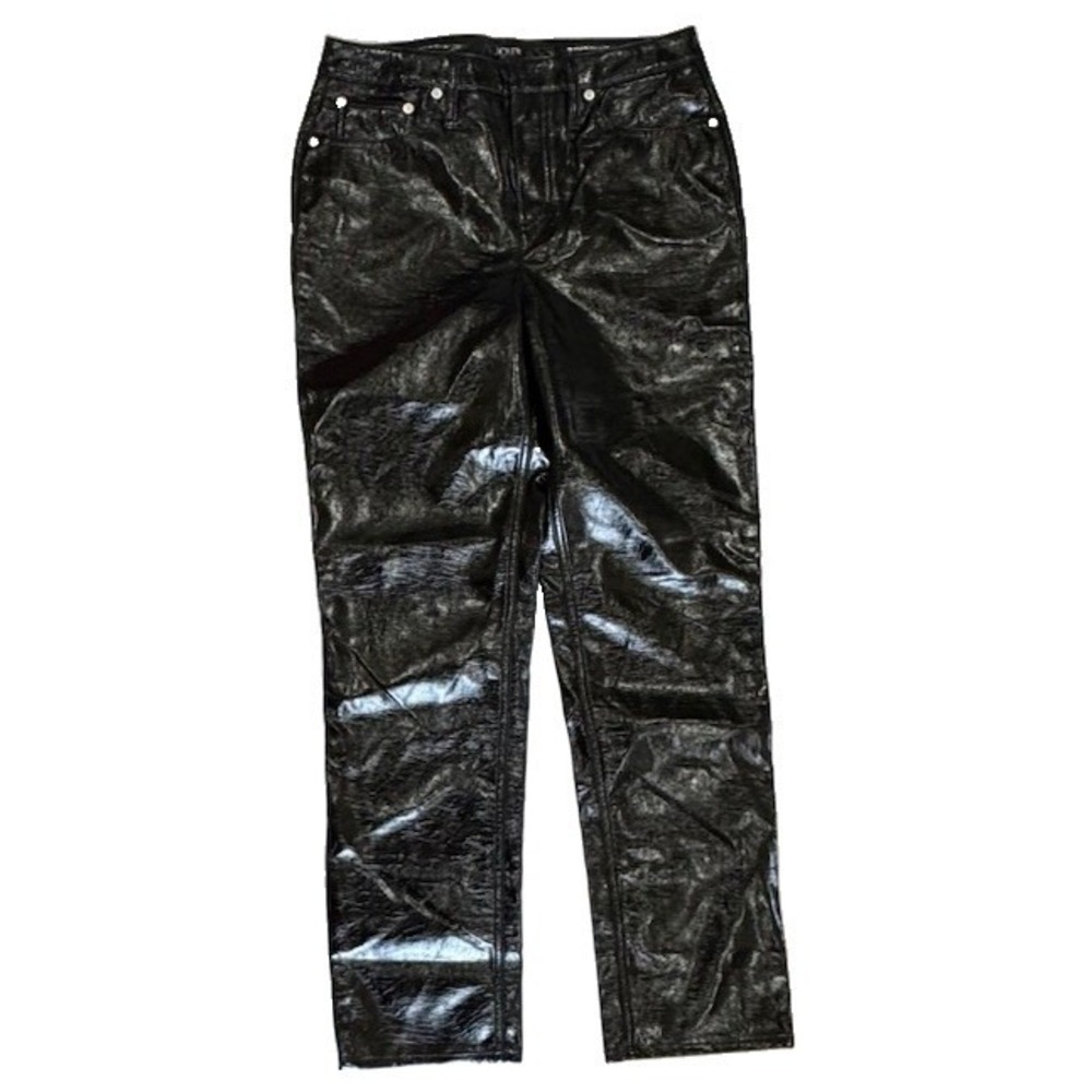 J. Crew Woman's Faux Leather Pants Shiny Black Size 26